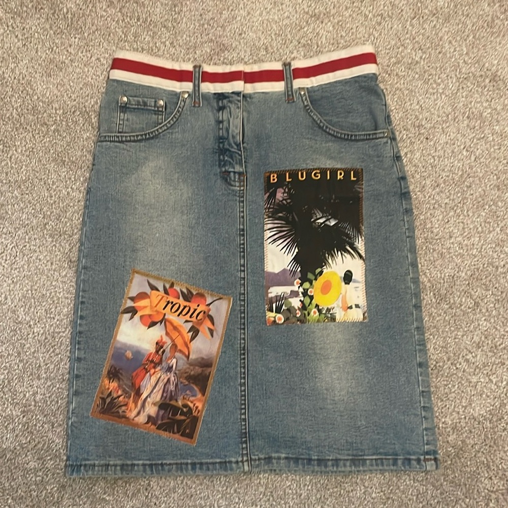 Patchwork blugirl jeans skirt